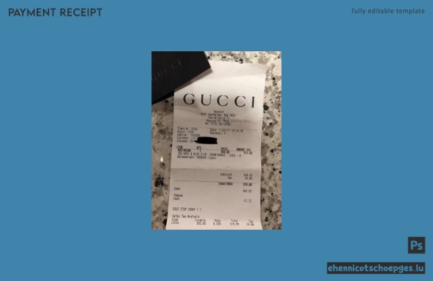 Beispiel eines Kassenbons aus einem Gucci-Markengeschäft (Vorschau)